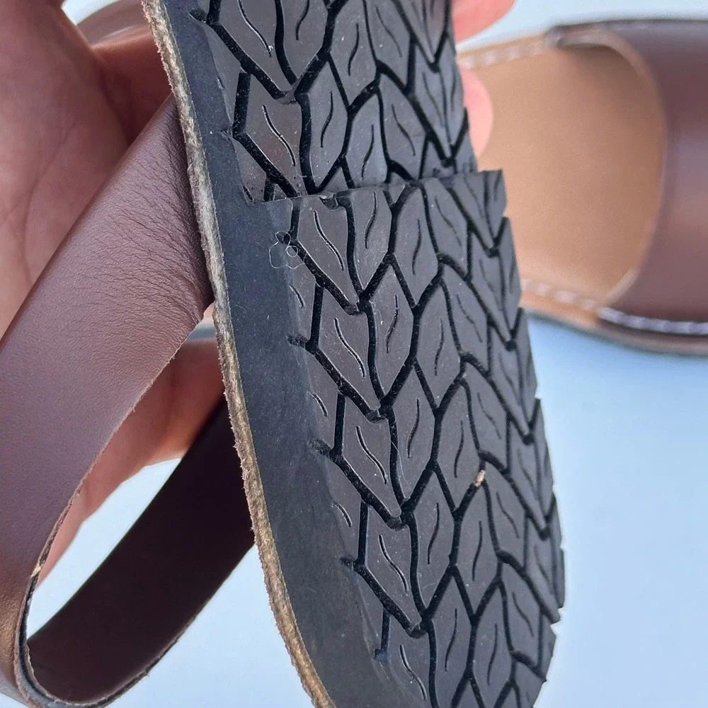 The Spanish Sandal Co Brown Leather Avarca Menorquina Slingback Sandals Size 39